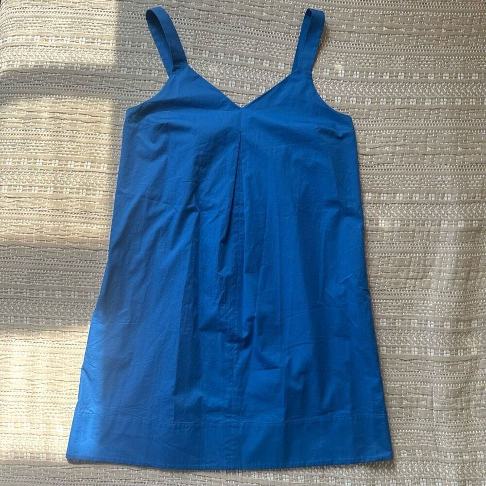 Everlane Clean Cotton A-Line Mini Shift Dress in Blue Size 12 NWT - Picture 2 of 5